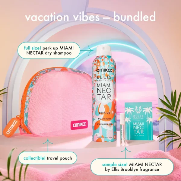 amika x Ellis Brooklyn dry shampoo + perfume set perk up x MIAMI NECTAR fragrance + mini perfume + mesh bag - Image 4