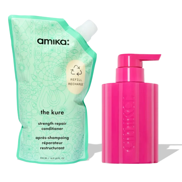 the kure strength repair conditioner forever friend bottle + pouch duo