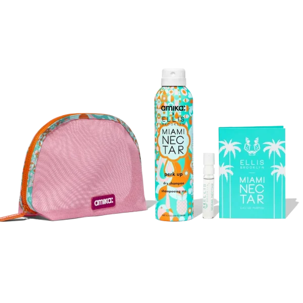 amika x Ellis Brooklyn dry shampoo + perfume set perk up x MIAMI NECTAR fragrance + mini perfume + mesh bag