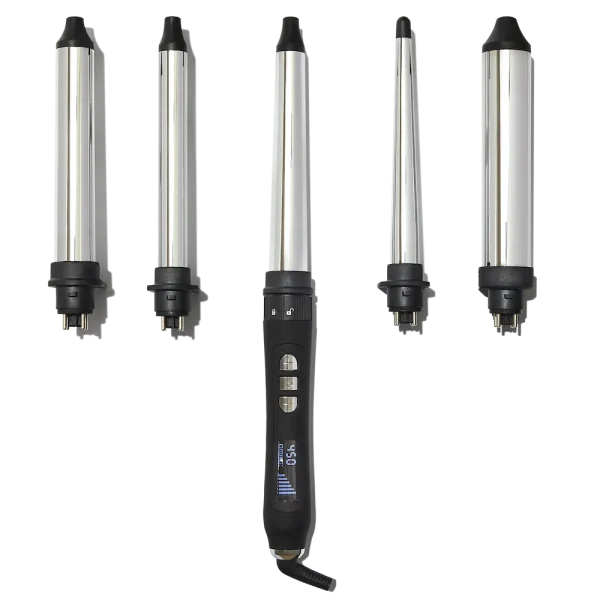 the chameleon 5 in 1 curling wand, interchangeable barrels