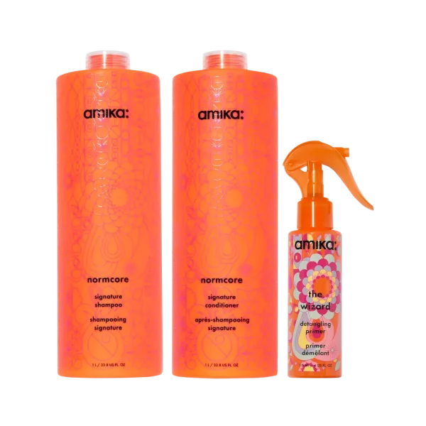 super-sized signature set normcore nourishing shampoo + conditioner + the wizard detangling primer