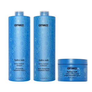 super-sized hydration set  hydro rush intense moisture shampoo, conditioner + hair mask with hyaluronic acid