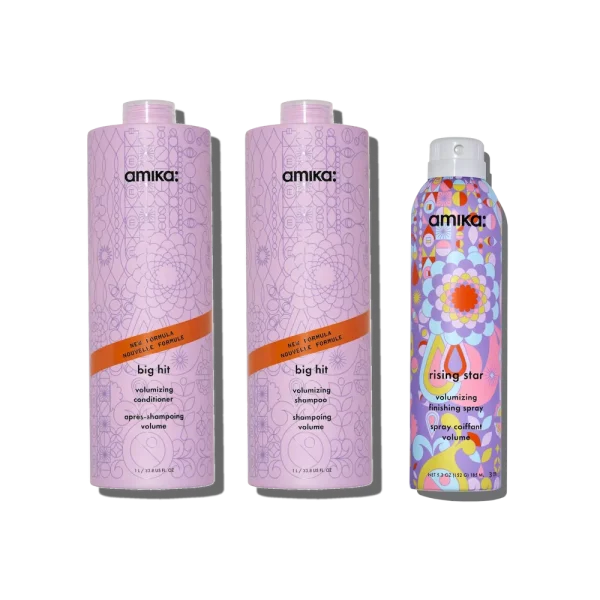 super-sized iconic volume bundle big hit volumizing shampoo, big hit volumizing conditioner + rising star volumizing finishing spray