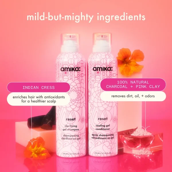 detox set reset clarifying gel shampoo, cooling gel conditioner + pink charcoal scalp cleansing oil - Image 4